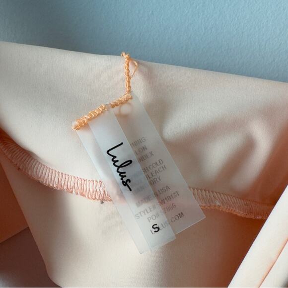 Lulus Triangle Bikini Top Light Orange Orange Stretch ruched light support swim - Picture 8 of 10
